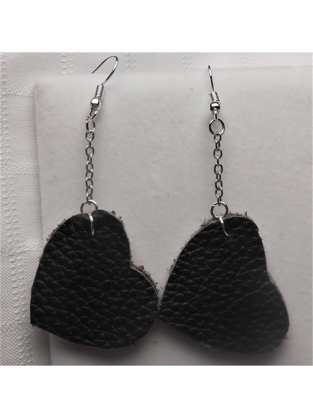 No. 181 Handmade earrings with leather pieces 2 1/2 inches long